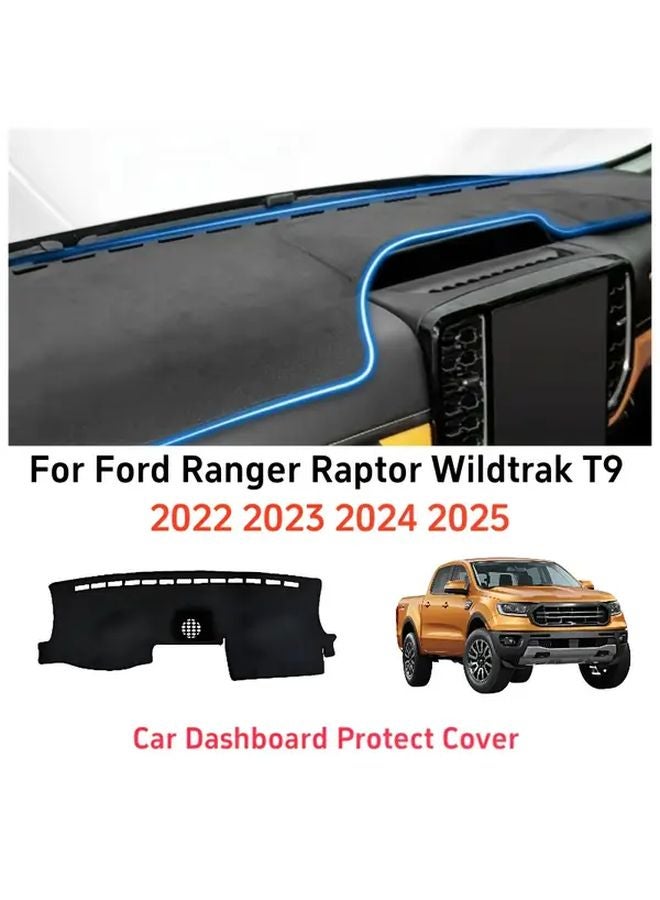 Black RHD Dashboard Cover Mat For Ford Ranger T9 2022 2024 Car Accessories - Image 1